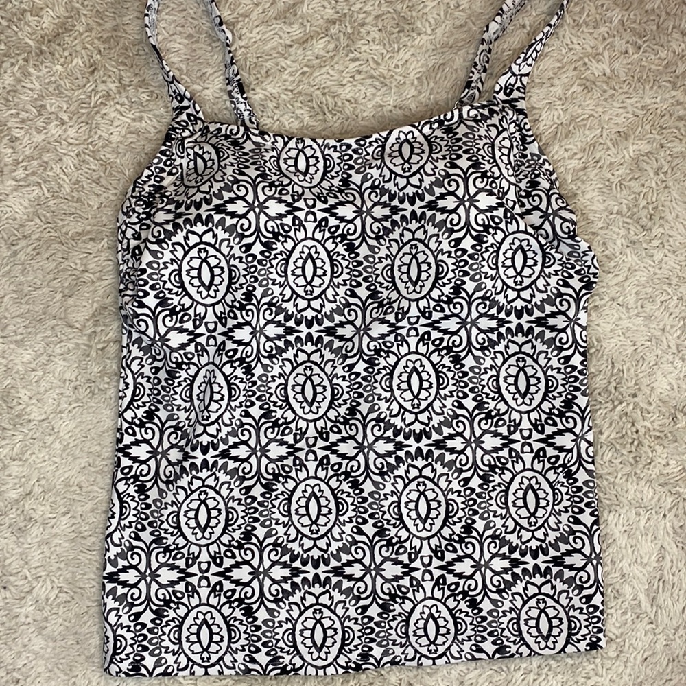 Lands’ End black white womens sz 6 tank tankini swim suit bathing suit top